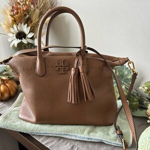 Tory Burch McGraw pebbled leather handbag
